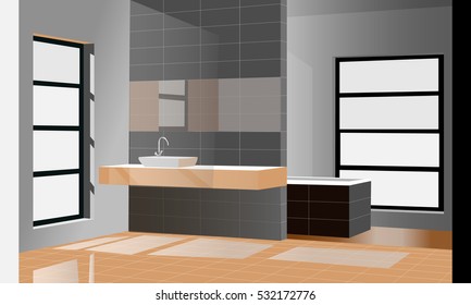 Bathroom design, bathroom icon,interiror room, symbol furniture, vector illustration