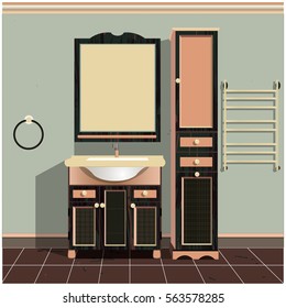 Bathroom design,bathroom icon, interior room, symbol furniture, bathroom illustration