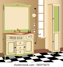 Bathroom design,bathroom icon, interior room, symbol furniture, bathroom illustration