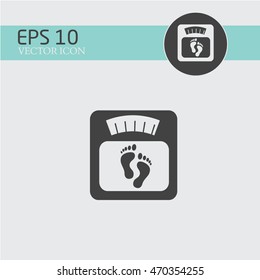 bathroom digital scale with footprint sign. vector icon. footprints on bathroom scale