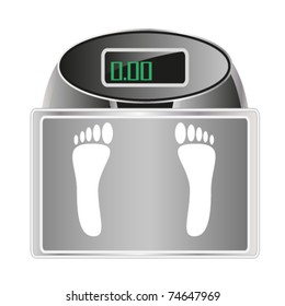 bathroom digital scale with footprint sign