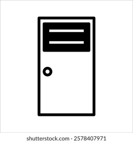 Bathroom door, with white background.