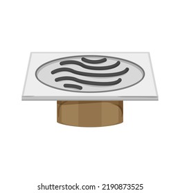 Bathroom Drainage Grate Cartoon. Bathroom Drainage Grate Sign. Isolated Symbol Vector Illustration