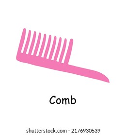 Bathroom elements illustration pink hairbrush. Bathroom vector illustration