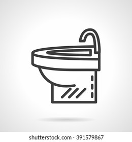 Bathroom elements. Washstand with tap. Hygiene objects. Simple black line vector icon. Single element for web design, mobile app.