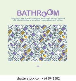 Bathroom equipment concept with thin line icons. Hygiene, purity, beauty, plumber related icons. Vector illustration for banner, web page, print media. 