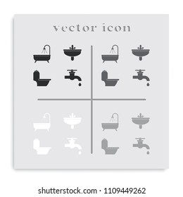 Bathroom equipment flat black and white vector icon.