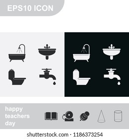Bathroom equipment flat black and white vector icon.