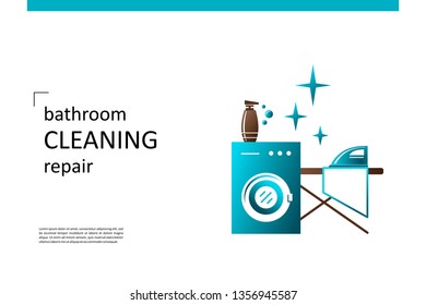 Bathroom equipment, repair, cleaning. Composition for your design - banners, posters, placards, brochures, flyers etc. Eps10 vector template.