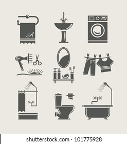 bathroom equipment set icon vector illustration