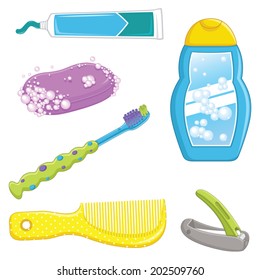 Ilustración vectorial de los equipamientos de baño