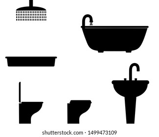 Bathroom facilities on white background