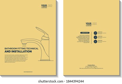 Bathroom fittings Technical Book, flush faucet, cover design vector template in A4 size. Annual report. Brochure design. Flyer promotion. Vector illustration.