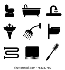 Bathroom fixtures set icons vector icons