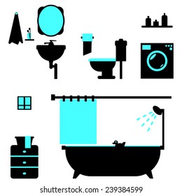 Bathroom in flat design. Vector illustration.