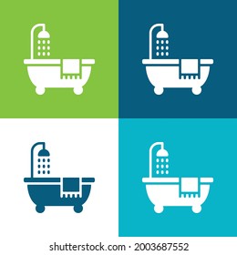 Bathroom Flat four color minimal icon set