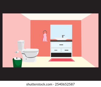Vector de ilustración interior de casa plana de baño
