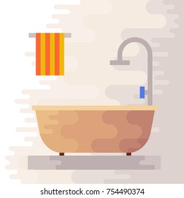 Bathroom flat icon. Bath vector illustration.