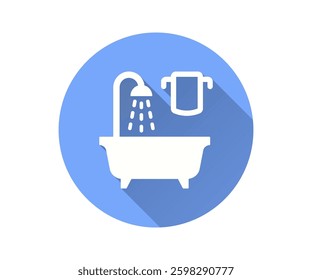 Bathroom flat icon. Simple illustration with long shadow for graphic and web design.