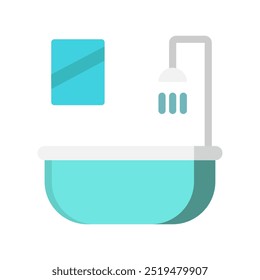 Bathroom flat icons. bathtub with shower icon. perfect for websites, ui and mobile apps. vector illustration.