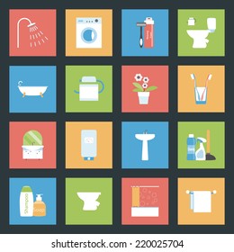 Bathroom flat icons set