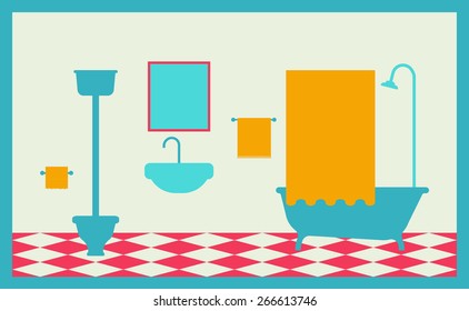 Bathroom. Flat style vector illustration.