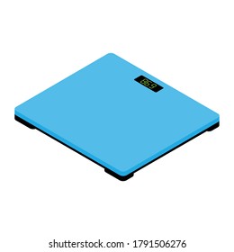 El suelo del cuarto de baño es de balanza y tiene vistas isométricas aisladas en un fondo blanco. Concepto de pérdida de peso. Vector