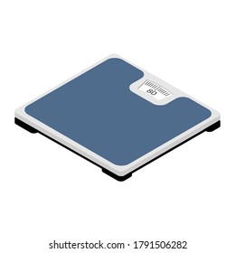 Bathroom floor scales isometric view isolated on white background. Weight loss concept. Vector