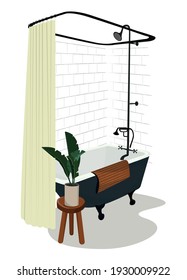 bathroom with flower on white background