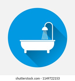 Bathroom with flowing water vector icon. Symbol of the presence of a bathroom in an institution with a flat shadow.