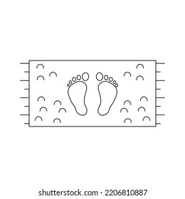 Bathroom Foot Mat Outline Vector Icon. EPS 10..... Bathmat Illustration Concept.. Bathroom Rug Sign. Bath Mat Symbol.... Isolated On White Background. Modern Home Decor And Interior. Simple Element.