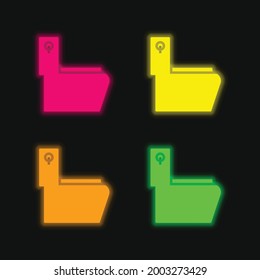 Bathroom four color glowing neon vector icon