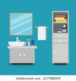Bathroom with furniture. Bathroom interior. Vector illustration.	
