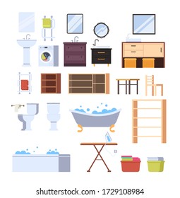 Bathroom furniture isolated set. Vector flat graphic design cartoon illustration