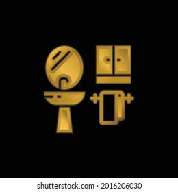 Bathroom Gold Plated Metalic Icon Or Logo Vector