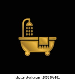 Bathroom Gold Plated Metalic Icon Or Logo Vector