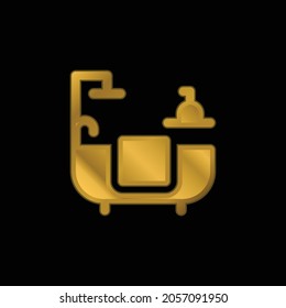 Bathroom Gold Plated Metalic Icon Or Logo Vector