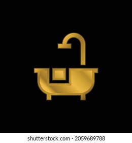 Bathroom Gold Plated Metalic Icon Or Logo Vector