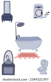 Handgezeichnete Vektorsymbole im Badezimmer