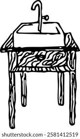 Bathroom. Hand drawn vector isolated doodle sink