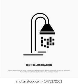 Bathroom, Hotel, Service, Shower Solid Black Glyph Icon