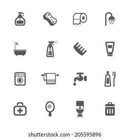 Bathroom and hygiene icons.