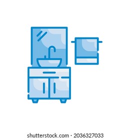 Bathroom hygiene vector blue colours icon style illustration. EPS 10 file