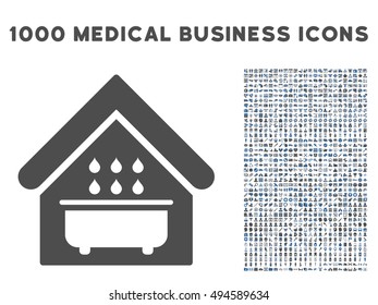 Bathroom icon with 1000 medical commercial cobalt and gray vector design elements. Collection style is flat bicolor symbols, white background.