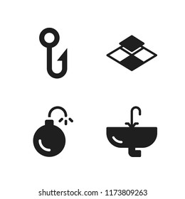 bathroom icon. 4 bathroom vector icons set. sink, tiles and bomb icons for web and design about bathroom theme