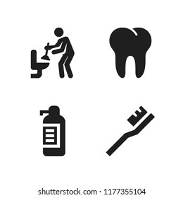 bathroom icon. 4 bathroom vector icons set. soap dispenser, toothbrush and plumber icons for web and design about bathroom theme