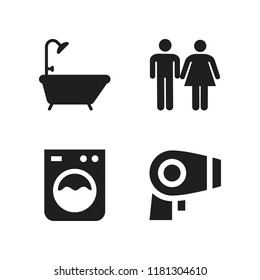 bathroom icon. 4 bathroom vector icons set. hair dryer, bathtub and wc sign icons for web and design about bathroom theme