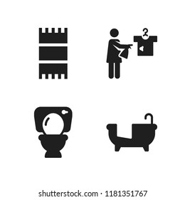 bathroom icon. 4 bathroom vector icons set. bathtub, towel and toilet icons for web and design about bathroom theme