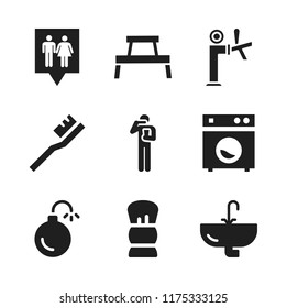 bathroom icon. 9 bathroom vector icons set. rest area icon, washing machine and sink icons for web and design about bathroom theme