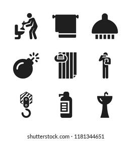 bathroom icon. 9 bathroom vector icons set. shower, teeth brush and bomb icons for web and design about bathroom theme